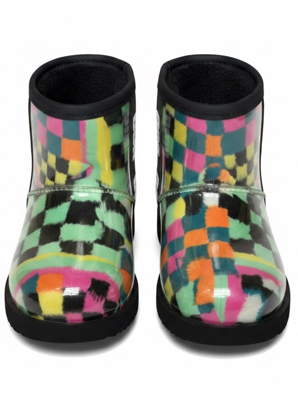 UGG Kids Multicolor Check Rain & Snow Boots - Black Trim